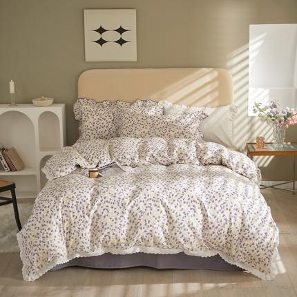 怡家居 2022新款全棉A类双层纱韩版四件套 叶语纷飞