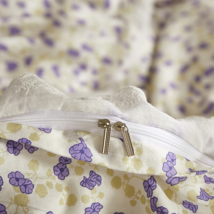 91家纺网 家纺一手货源 找家纺 怡家居 2022新款全棉A类双层纱韩版四件套 叶语纷飞