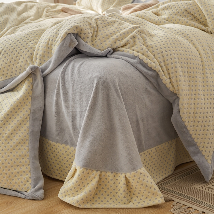 91家纺网 家纺一手货源 找家纺 佳梦家纺 2022新款240克芙暖绒提花四件套-寻梦 寻梦（米黄）