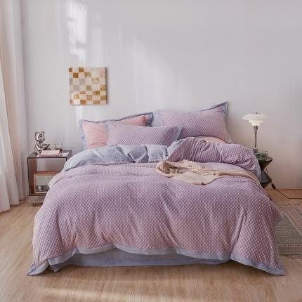 佳梦家纺 2022新款240克芙暖绒提花四件套-寻梦 寻梦（紫薯）