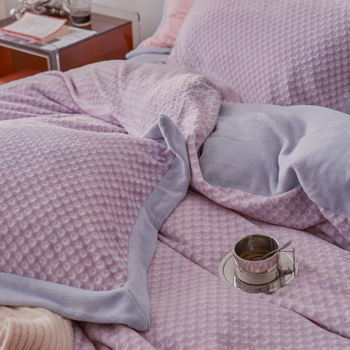 91家纺网 家纺一手货源 找家纺 佳梦家纺 2022新款240克芙暖绒提花四件套-寻梦 寻梦（紫薯）