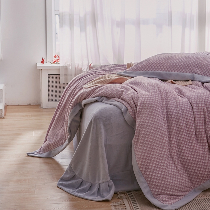 91家纺网 家纺一手货源 找家纺 佳梦家纺 2022新款240克芙暖绒提花四件套-寻梦 寻梦（紫薯）