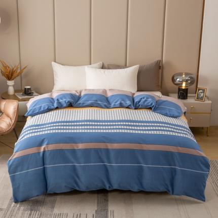 91家纺网 家纺一手货源 找家纺 凌鼎 2025新款喷气加厚磨毛单被套 环球世界蓝