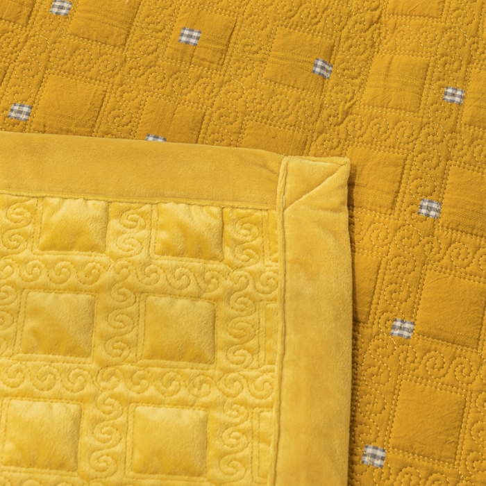 91家纺网 家纺一手货源 找家纺 卡奥 2023新款水洗全棉婴儿绒盖毯双人床盖AB版毛毯 暖晨-小格