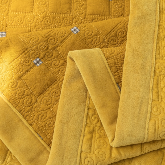 91家纺网 家纺一手货源 找家纺 卡奥 2023新款水洗全棉婴儿绒盖毯双人床盖AB版毛毯 暖晨-小格