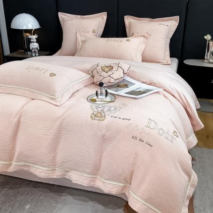 91家纺网 家纺一手货源 找家纺 （总）艾晶美家纺 2022新款刺绣A类全棉华夫格四件套