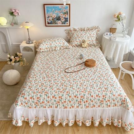 91家纺网 家纺一手货源 找家纺 菊上家纺2022新款40支全棉欧根纱床盖 花开