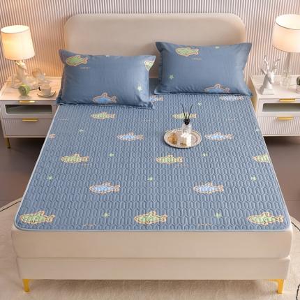 91家纺网 家纺一手货源 找家纺 床笠人家 2025新款全棉夹棉防水床垫 海洋之星