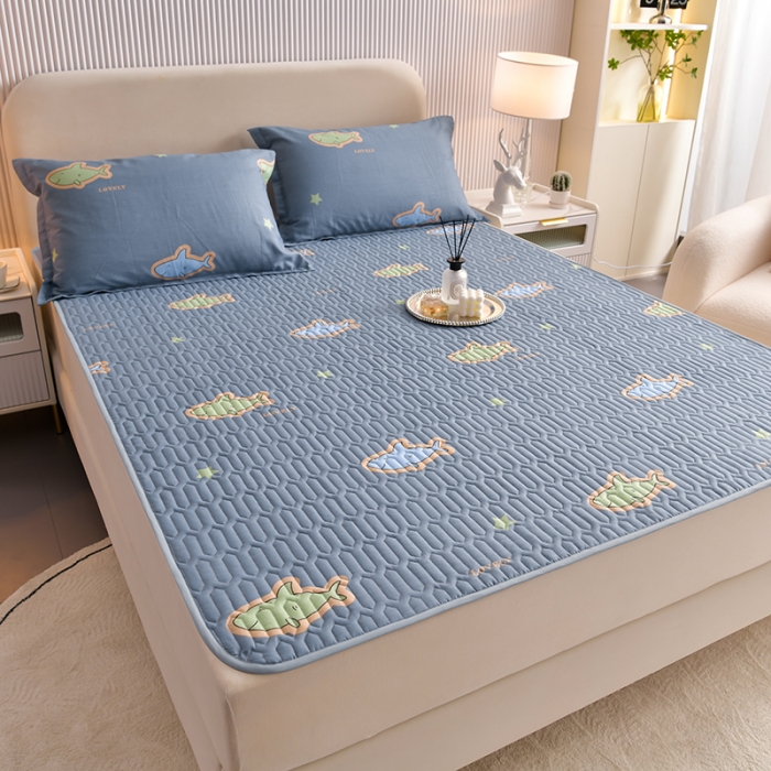 91家纺网 家纺一手货源 找家纺 床笠人家 2025新款全棉夹棉防水床垫 海洋之星
