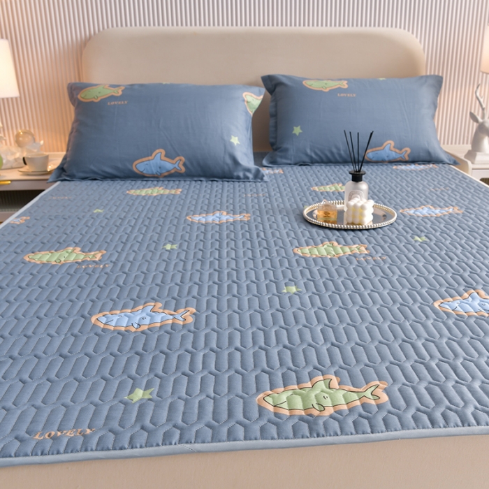 91家纺网 家纺一手货源 找家纺 床笠人家 2025新款全棉夹棉防水床垫 海洋之星