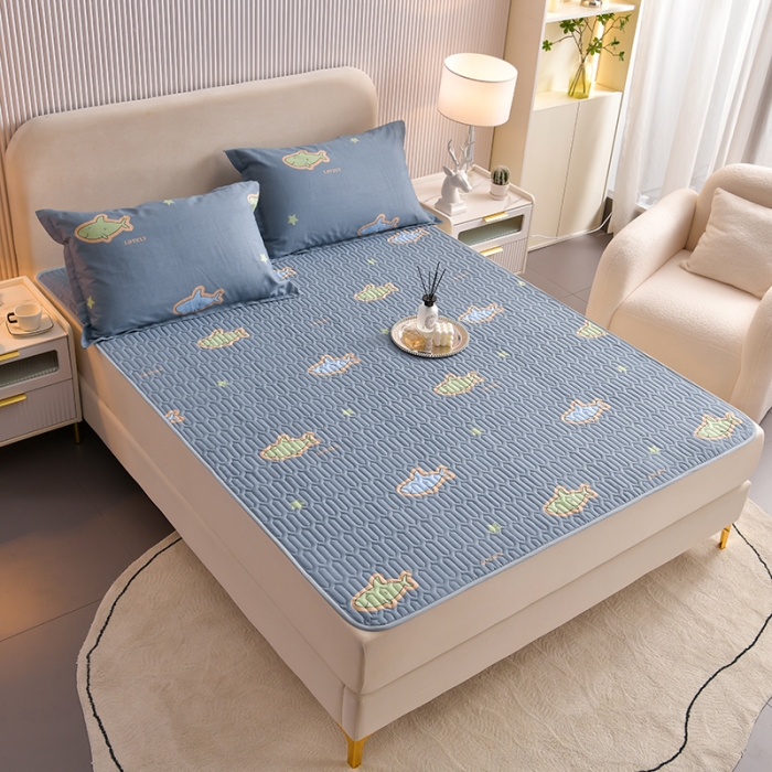 91家纺网 家纺一手货源 找家纺 床笠人家 2025新款全棉夹棉防水床垫 海洋之星