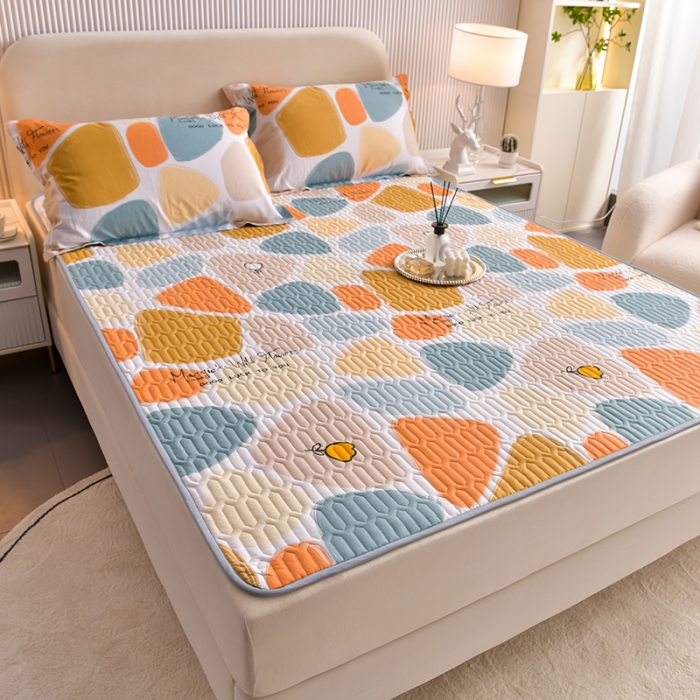 91家纺网 家纺一手货源 找家纺 床笠人家 2025新款全棉夹棉防水床垫 雨花石