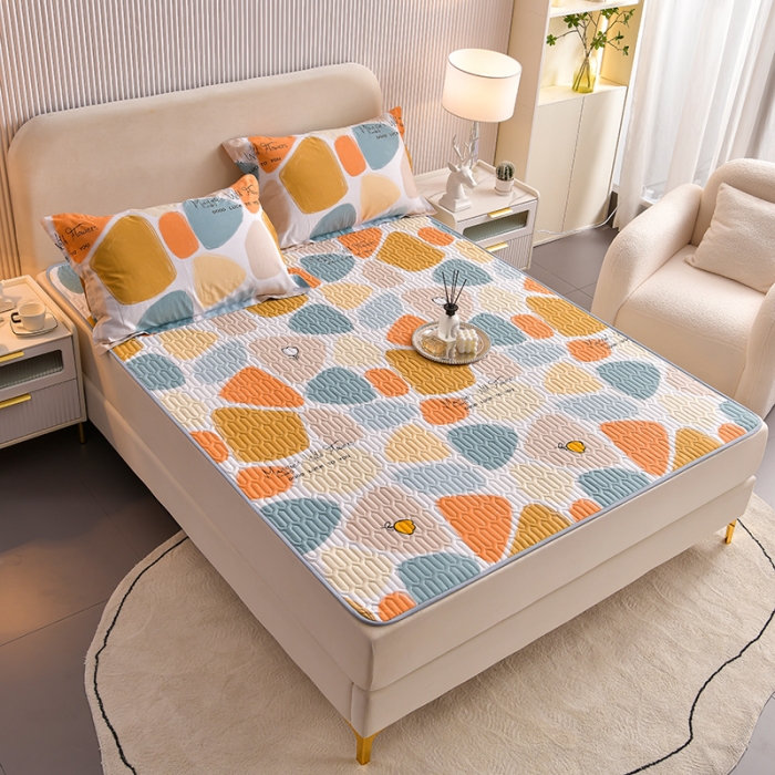 91家纺网 家纺一手货源 找家纺 床笠人家 2025新款全棉夹棉防水床垫 雨花石