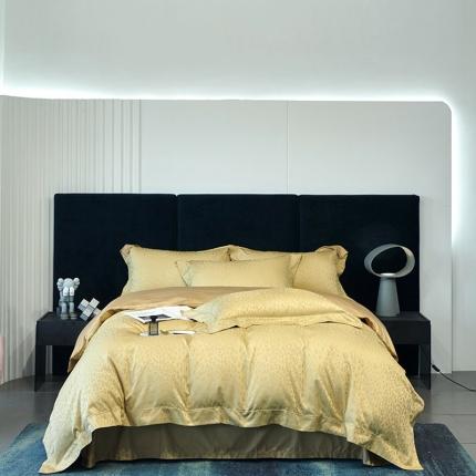 91家纺网 家纺一手货源 找家纺 时亿 2022新款100支长绒棉提花四件套 罗森-魅惑金