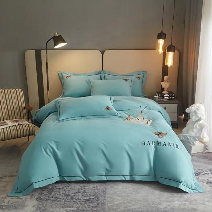 91家纺网 家纺一手货源 找家纺 （总）启航家居2025新款全棉磨毛宽边刺绣四件套英伦潮派系列