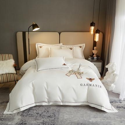 91家纺网 家纺一手货源 找家纺 （总）启航家居2025新款全棉磨毛宽边刺绣四件套英伦潮派系列