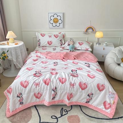 91家纺网 家纺一手货源 找家纺 一米阳光 2022新款迪士尼豆豆绒夏被四件套 米妮宝宝