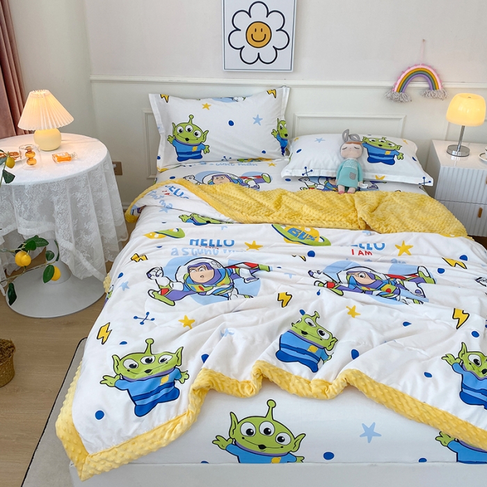 91家纺网 家纺一手货源 找家纺 （总）一米阳光 2022新款迪士尼豆豆绒夏被四件套