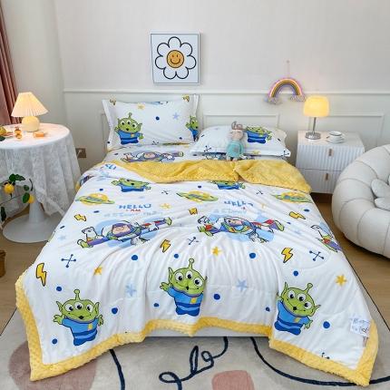 一米阳光 2022新款迪士尼豆豆绒夏被四件套 巴斯光年