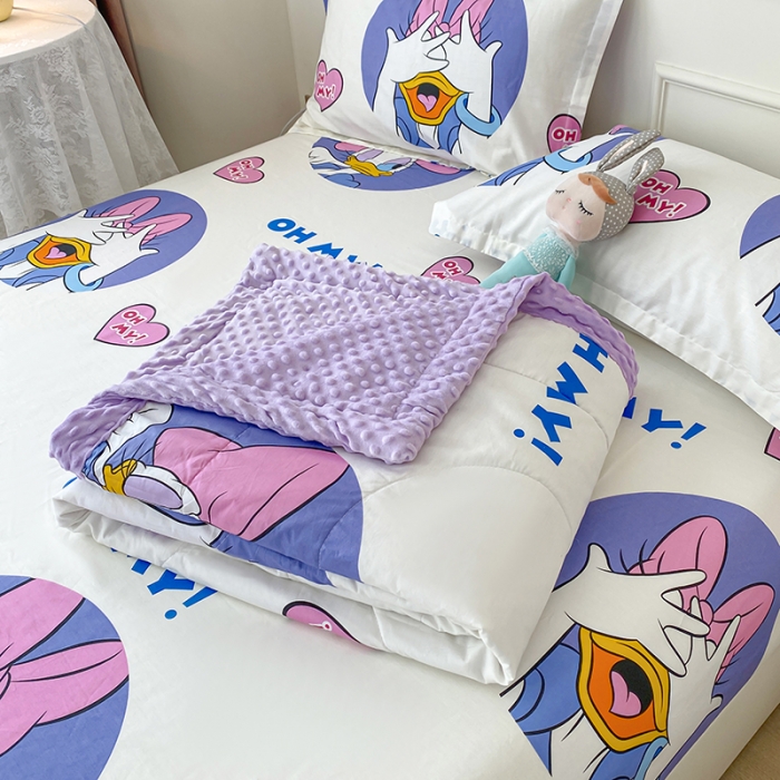 91家纺网 家纺一手货源 找家纺 一米阳光 2022新款迪士尼豆豆绒夏被四件套 黛西