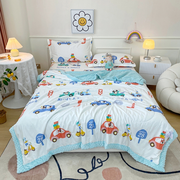 91家纺网 家纺一手货源 找家纺 一米阳光 2022新款迪士尼豆豆绒夏被四件套 西西里