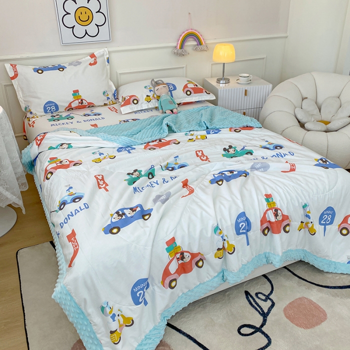 91家纺网 家纺一手货源 找家纺 一米阳光 2022新款迪士尼豆豆绒夏被四件套 西西里