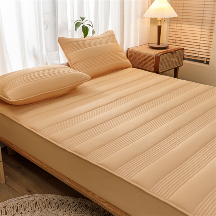 91家纺网 家纺一手货源 找家纺 鑫钰 2023新款经典款原棉无绣花床笠 琥珀橙