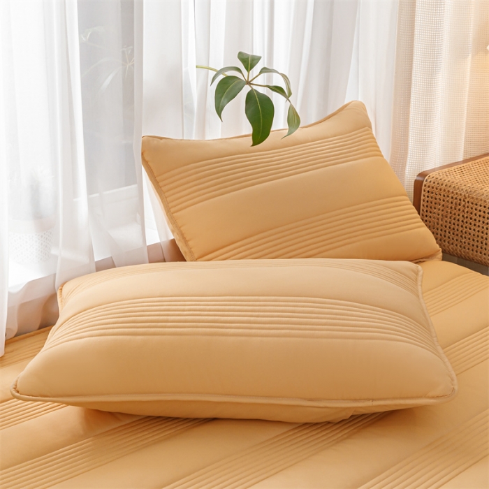 91家纺网 家纺一手货源 找家纺 鑫钰 2023新款经典款原棉无绣花床笠 琥珀橙