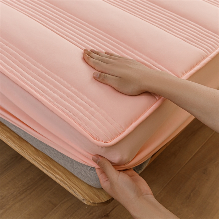 91家纺网 家纺一手货源 找家纺 鑫钰 2023新款经典款原棉无绣花床笠 香妃粉