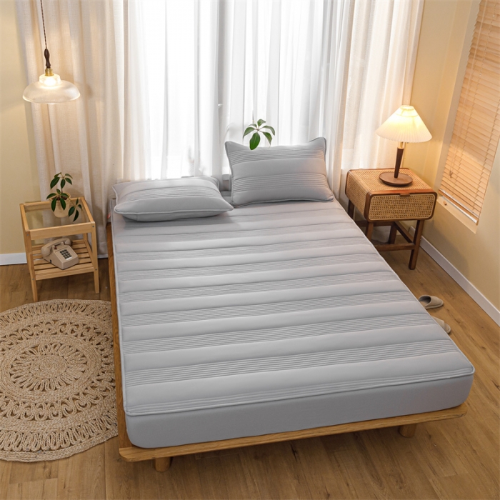 91家纺网 家纺一手货源 找家纺 鑫钰 2023新款经典款原棉无绣花床笠 雅致灰