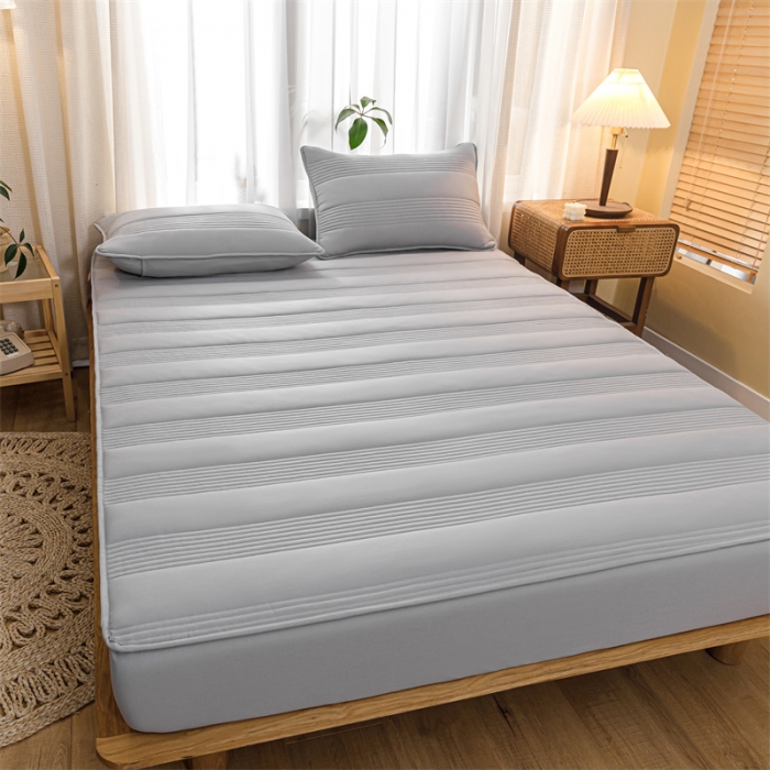 91家纺网 家纺一手货源 找家纺 鑫钰 2023新款经典款原棉无绣花床笠 雅致灰