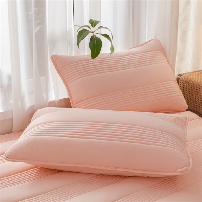 91家纺网 家纺一手货源 找家纺 鑫钰 2023新款经典款原棉无绣花床笠 香妃粉