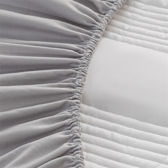 91家纺网 家纺一手货源 找家纺 鑫钰 2023新款经典款原棉无绣花床笠 雅致灰