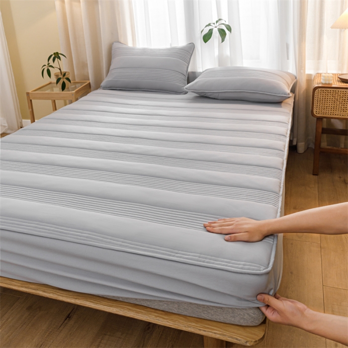 91家纺网 家纺一手货源 找家纺 鑫钰 2023新款经典款原棉无绣花床笠 雅致灰