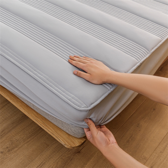 91家纺网 家纺一手货源 找家纺 鑫钰 2023新款经典款原棉无绣花床笠 雅致灰