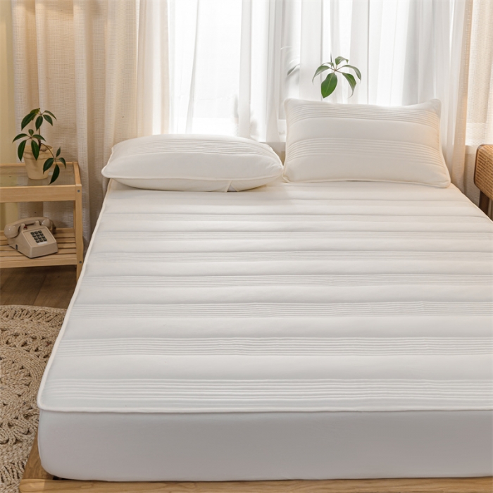 91家纺网 家纺一手货源 找家纺 鑫钰 2023新款经典款原棉无绣花床笠 珍珠白