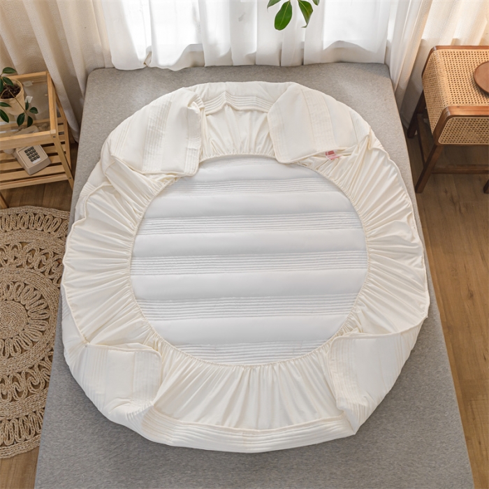 91家纺网 家纺一手货源 找家纺 鑫钰 2023新款经典款原棉无绣花床笠 珍珠白