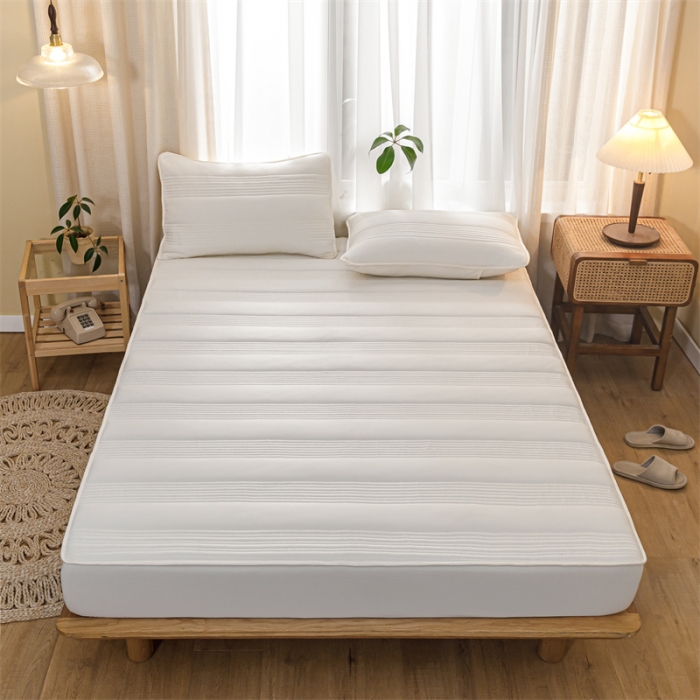 91家纺网 家纺一手货源 找家纺 鑫钰 2023新款经典款原棉无绣花床笠 珍珠白