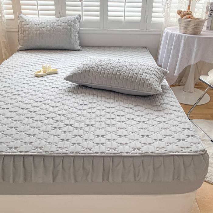 91家纺网 家纺一手货源 找家纺 （总）鑫钰 2023新款蝴蝶结亲肤夹棉床裙款床笠