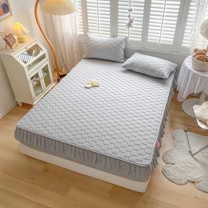 91家纺网 家纺一手货源 找家纺 （总）鑫钰 2023新款蝴蝶结亲肤夹棉床裙款床笠