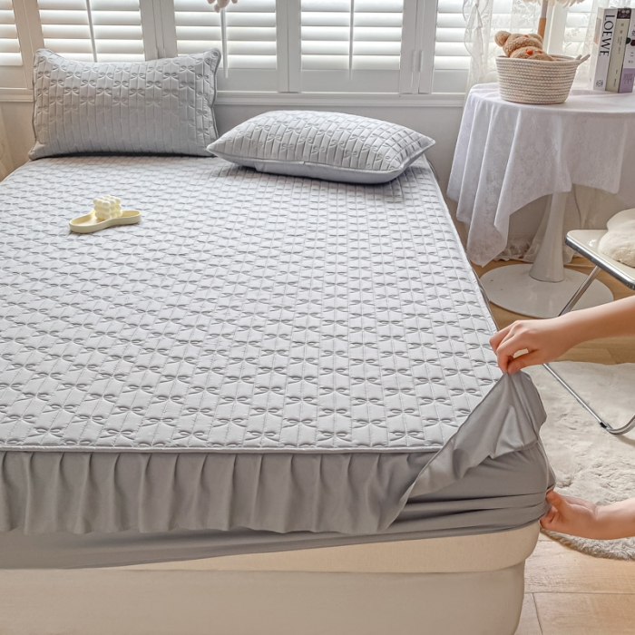 91家纺网 家纺一手货源 找家纺 （总）鑫钰 2023新款蝴蝶结亲肤夹棉床裙款床笠