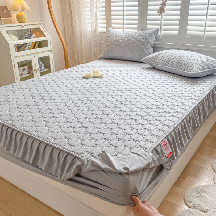 91家纺网 家纺一手货源 找家纺 （总）鑫钰 2023新款蝴蝶结亲肤夹棉床裙款床笠