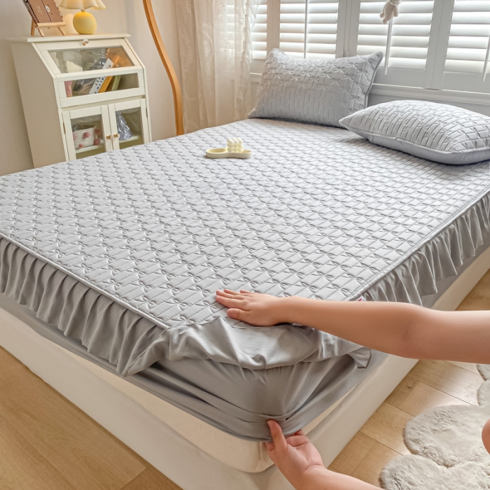 91家纺网 家纺一手货源 找家纺 （总）鑫钰 2023新款蝴蝶结亲肤夹棉床裙款床笠