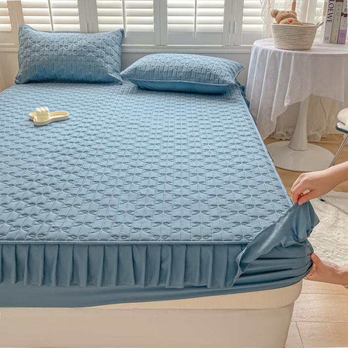 91家纺网 家纺一手货源 找家纺 鑫钰 2023新款蝴蝶结亲肤夹棉床裙款床笠 蝴蝶结-宾利兰