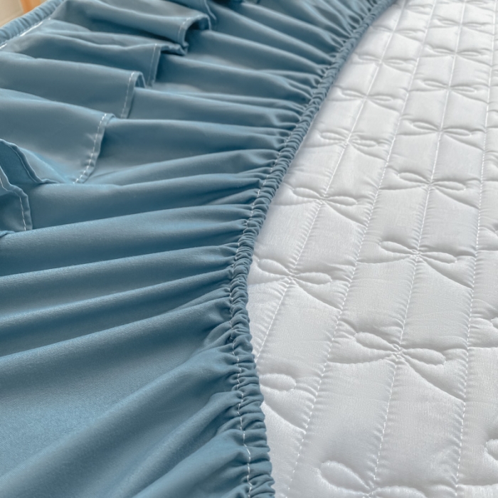 91家纺网 家纺一手货源 找家纺 鑫钰 2023新款蝴蝶结亲肤夹棉床裙款床笠 蝴蝶结-宾利兰