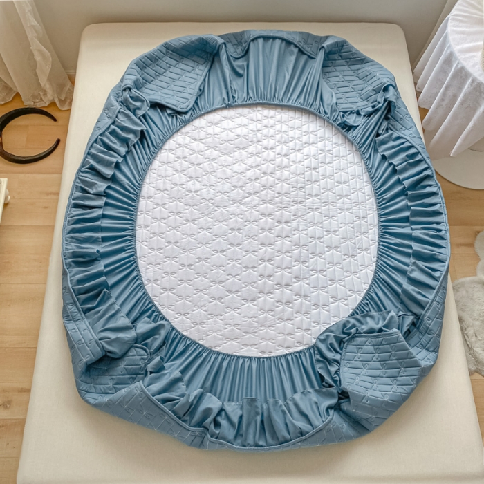 91家纺网 家纺一手货源 找家纺 鑫钰 2023新款蝴蝶结亲肤夹棉床裙款床笠 蝴蝶结-宾利兰