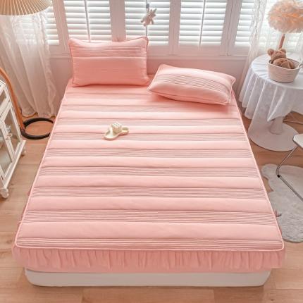 鑫钰 2023新款蝴蝶结亲肤夹棉床裙款床笠 罗曼-粉