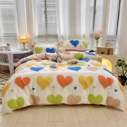 91家纺网 家纺一手货源 找家纺 静家居 2024全棉13070一字绣四件套 蓝色甜心