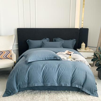 91家纺网 家纺一手货源 找家纺 娇逸 新款100支全棉A类水洗棉提花四件套 斯时-海蓝