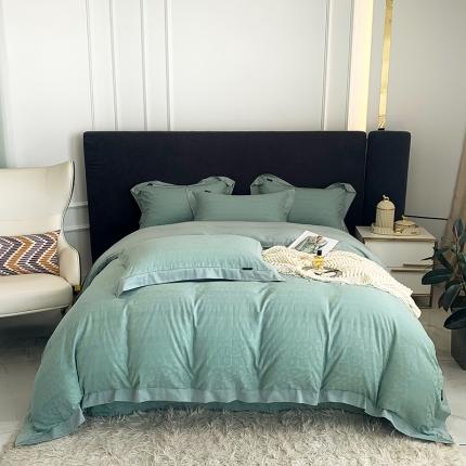 91家纺网 家纺一手货源 找家纺 娇逸 2022新款100支全棉A类水洗棉提花四件套 花溪-蓝